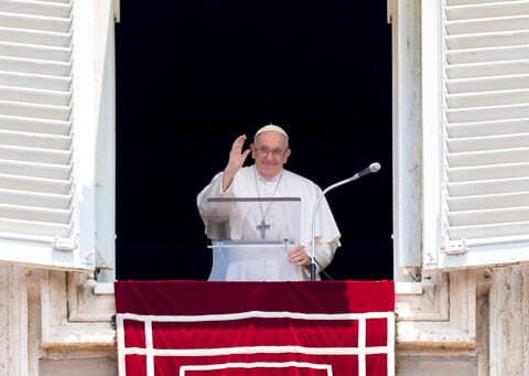 Pope Francis, back to Vatican routine post-surgery, says thanks to shouts of 'Long live the pope!'