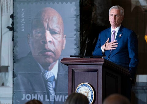 Stamp of civil rights icon John Lewis unveiled in ceremony at the US Capitol