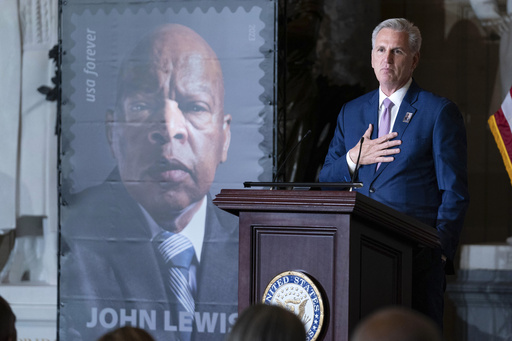 Stamp of civil rights icon John Lewis unveiled in ceremony at the US Capitol