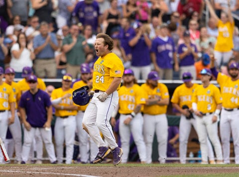 LSU tops No. 1 Wake Forest 5-2 to set up a rematch for a spot in the College World Series finals