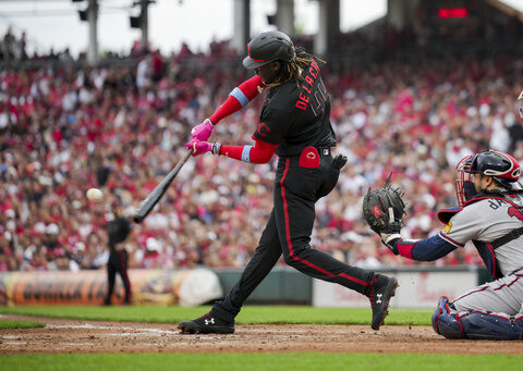 De La Cruz goes for cycle and Votto hits 2 clutch homers as streaking Reds stop Braves 11-10