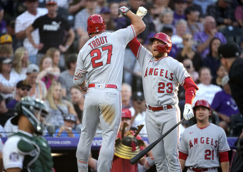 Angels Trout, Drury and Thaiss homer on consecutive pitches in 13-run inning against Rockies