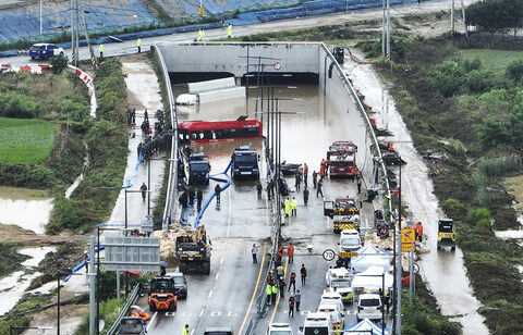 6 bodies pulled from flooded tunnel in South Korea as heavy rains cause flash floods and landslides