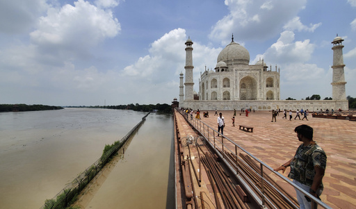 Yamuna river reaches the iconic Taj Mahal's outer walls in India after swelling with monsoon rains