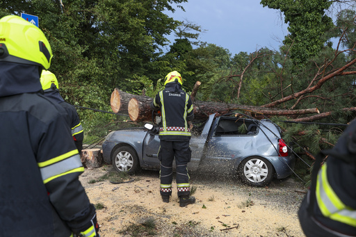 A Croatian firefighter has died in a storm that swept the Balkans, bringing the toll to 6 dead