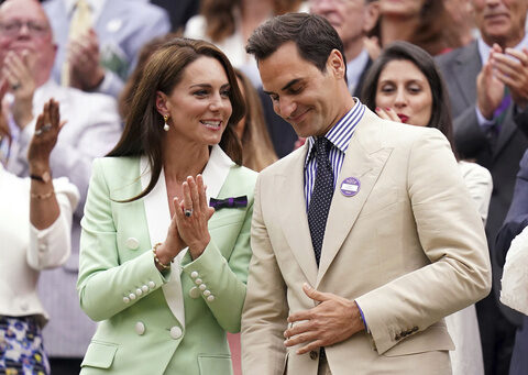 Princess Kate takes her seat in Royal Box at Wimbledon, right next to Roger Federer