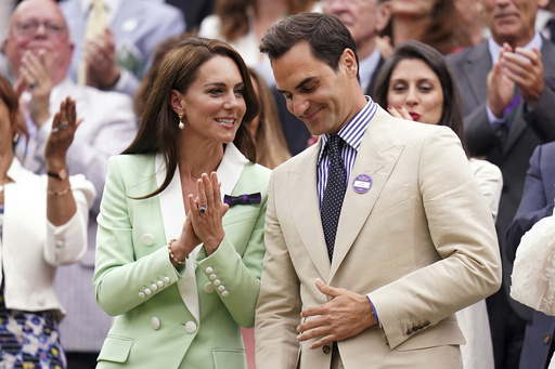 Princess Kate takes her seat in Royal Box at Wimbledon, right next to Roger Federer