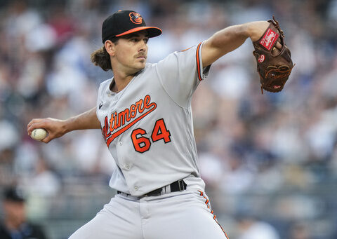 Cowser a hit in his MLB debut as Kremer pitches the scuffling Orioles past the Yankees 6-3