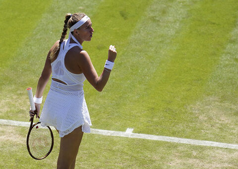 2-time Wimbledon champion Petra Kvitova advances to the 3rd round. Keys and Kostyuk also win