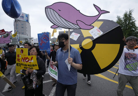 South Koreans protest Japan's plans to release treated wastewater from damaged Fukushima plant