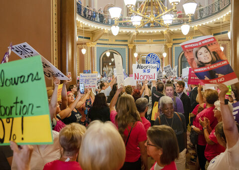 Iowa's new abortion ban is challenged in court, a day after it was passed by GOP lawmakers