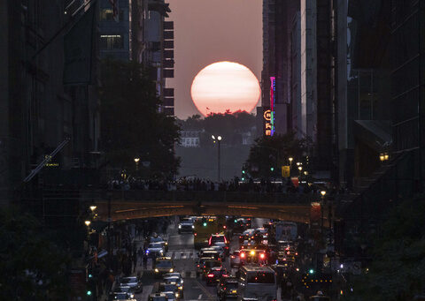 Manhattanhenge fans hope cloudy weather won't obscure NYC's famed sunset phenomenon