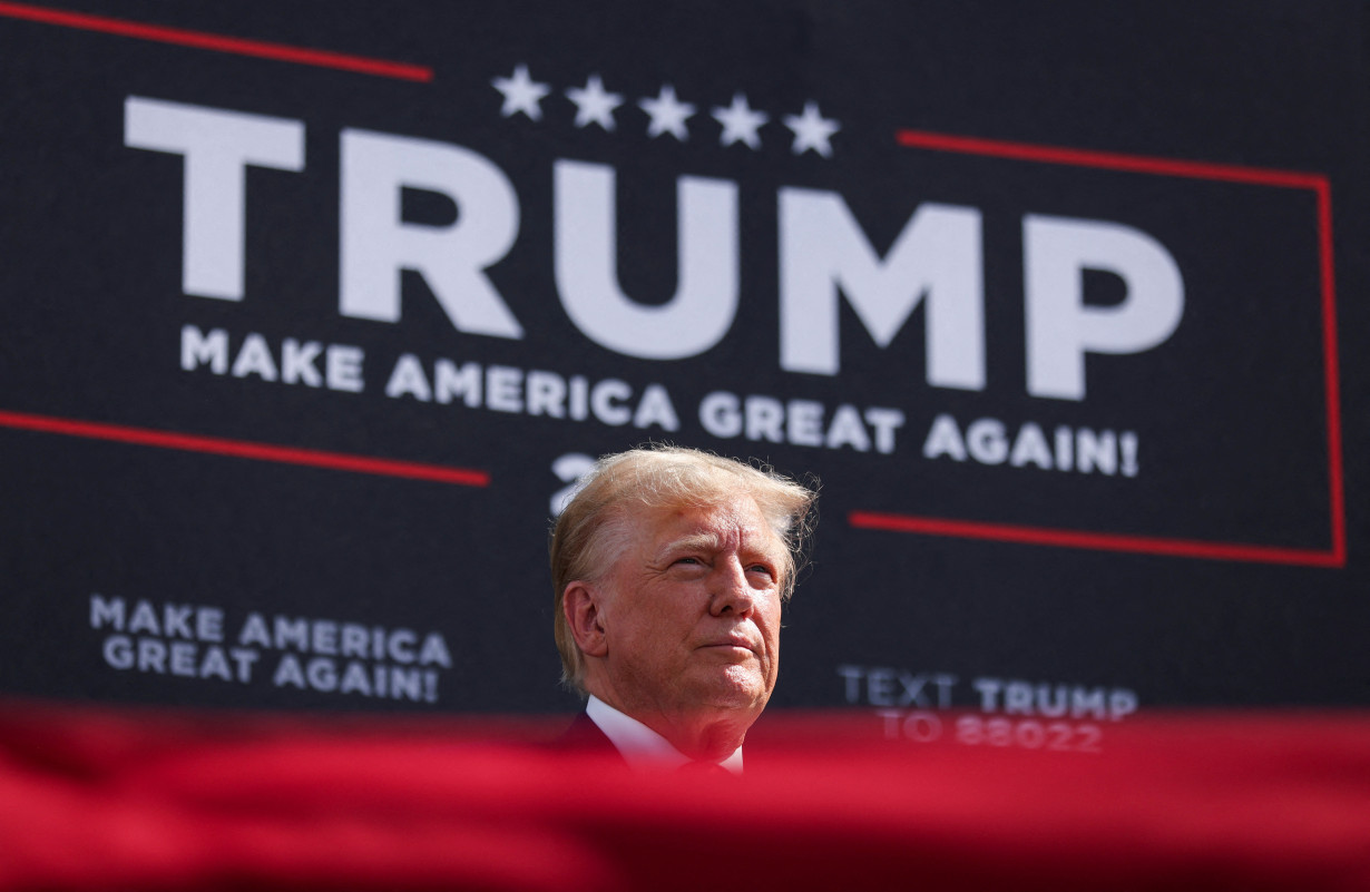 Former U.S. President and Republican presidential candidate Donald Trump attends a campaign event in Summerville