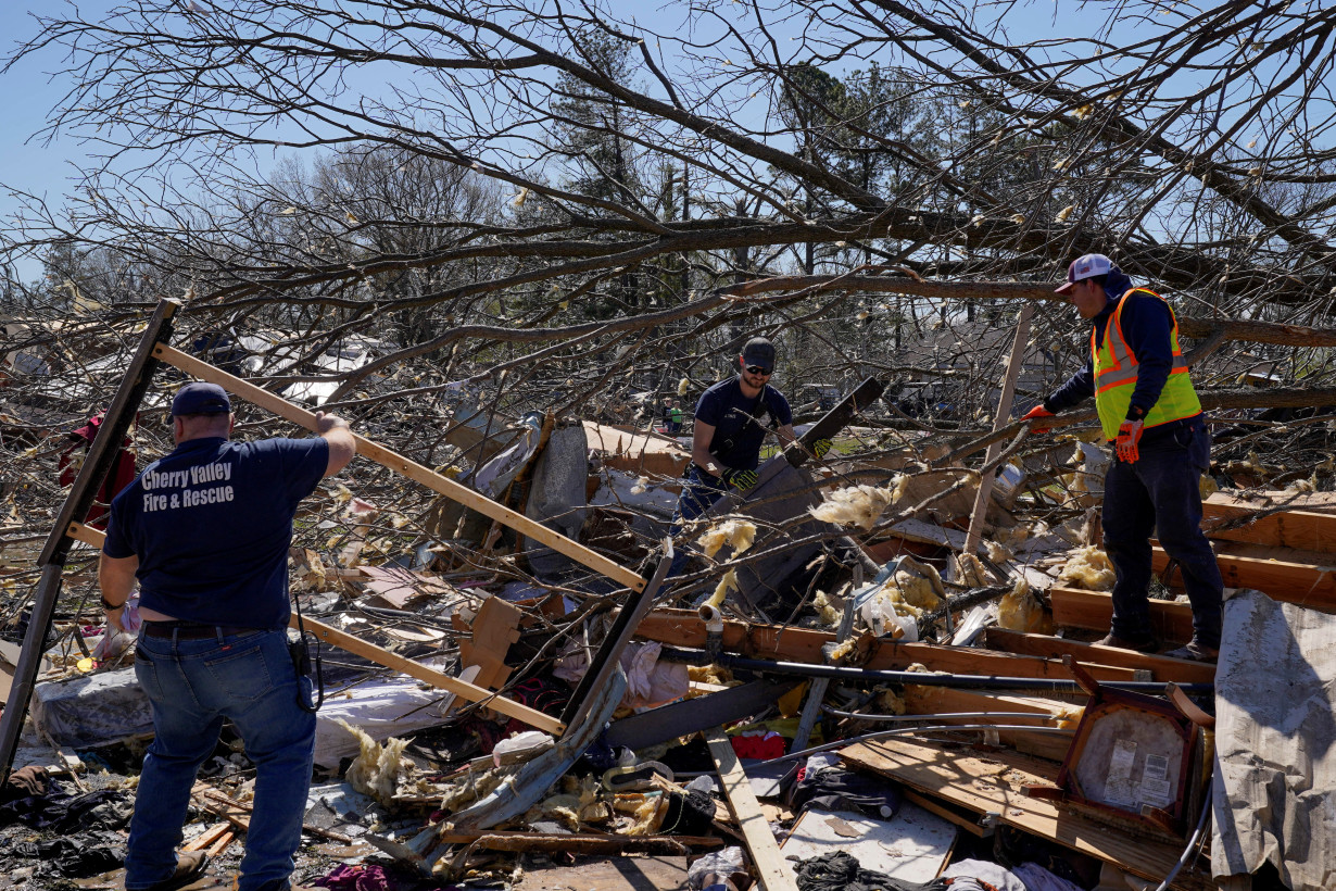 FILE PHOTO: Aftermath of tornado in Wynne, Arkansas