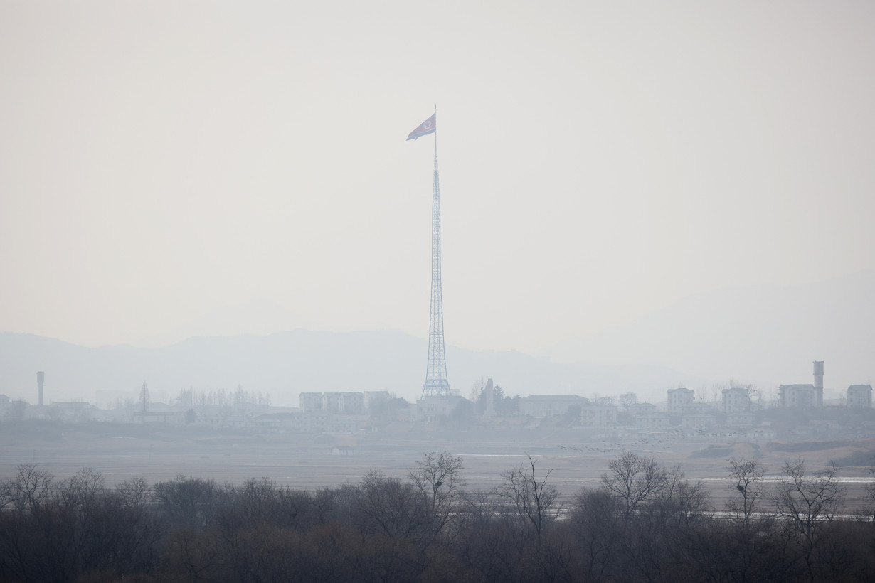 View of the inter-Korean border amid growing threats from North Korea