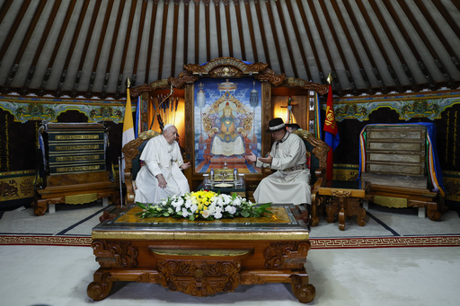 Pope starts Mongolia visit by praising the country's religious freedom dating back to Genghis Khan