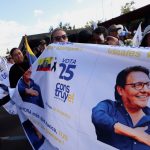 Ecuadorean presidential candidate Zurita and his running mate Gonzalez attend their closing campaign rally, in Quito