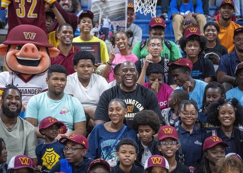 Magic Johnson, Josh Harris and other new Commanders owners introduce themselves to Washington fans