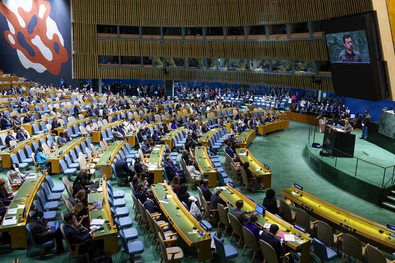 Russia has turned food, energy and even children into weapons against Ukraine, Zelenskyy says at UN