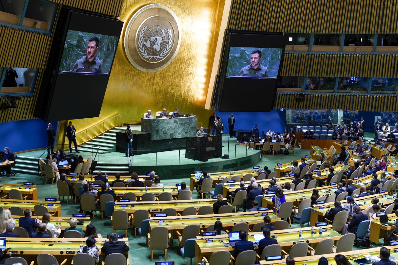 Russia has turned food, energy and even children into weapons against Ukraine, Zelenskyy says at UN