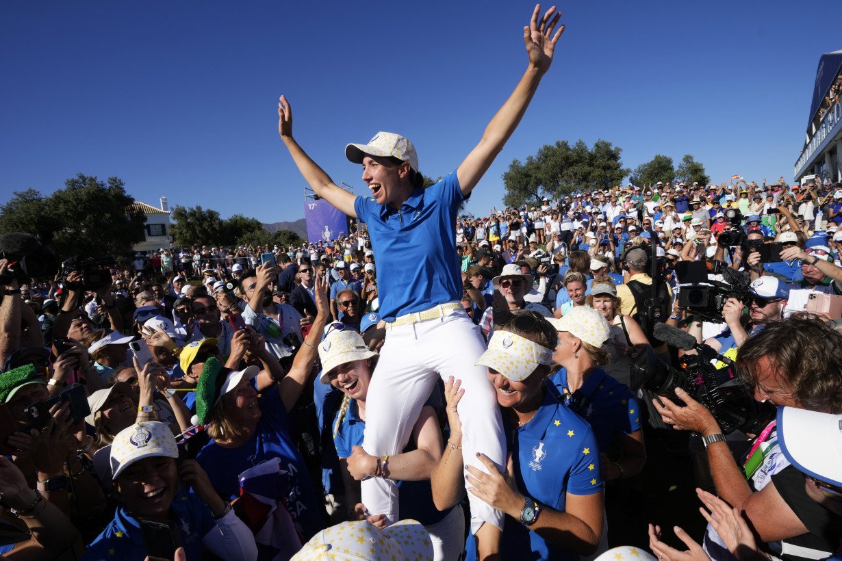 Europe keeps Solheim Cup after first-ever tie against US. Home-crowd favorite Ciganda thrives again