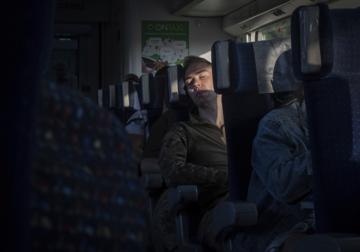 A Ukrainian train is a lifeline connecting the nation's capital with the front line