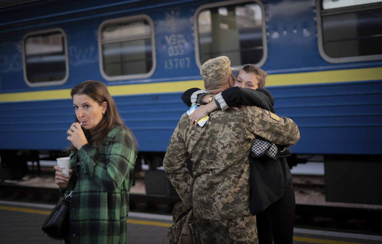 A Ukrainian train is a lifeline connecting the nation's capital with the front line