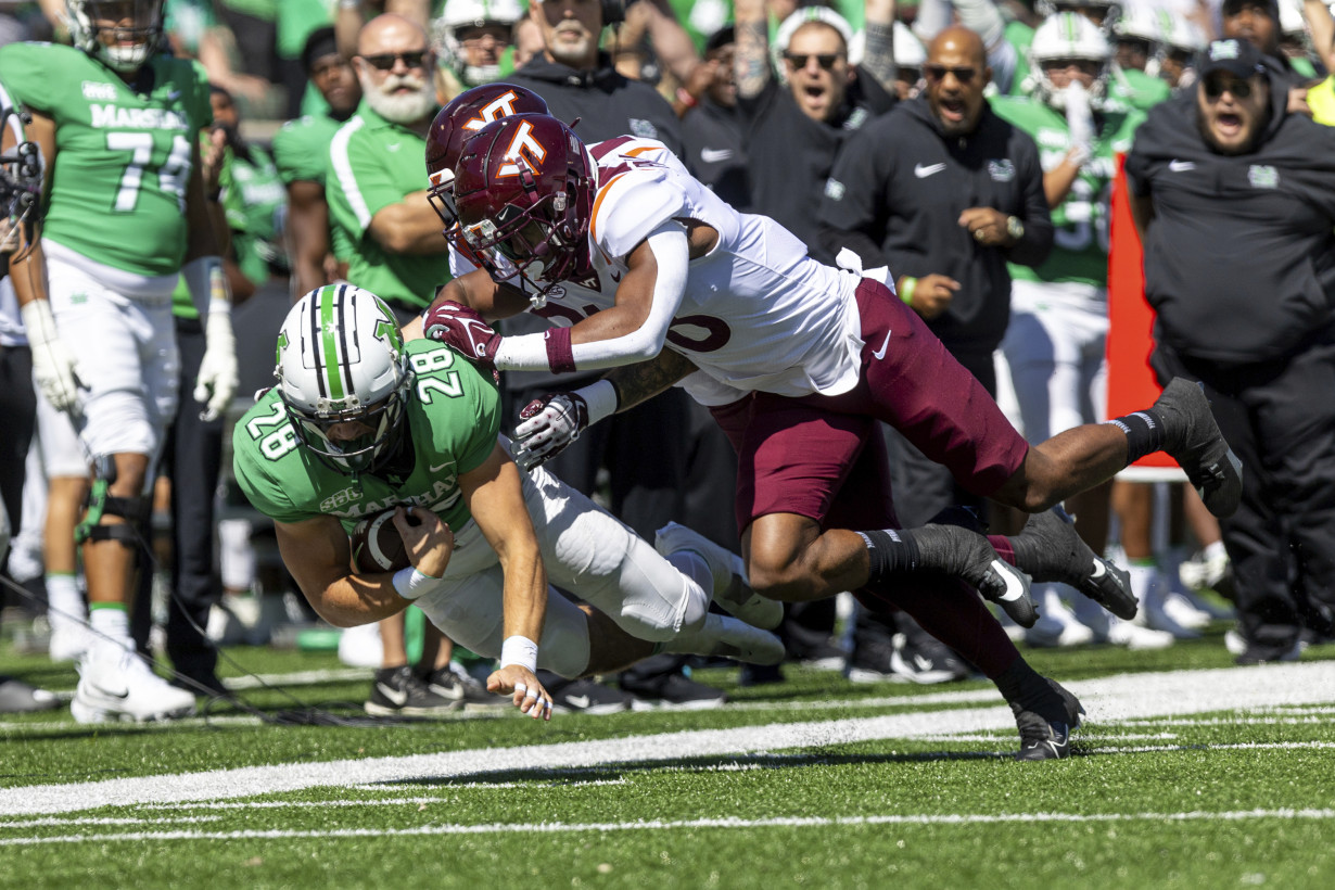 Rasheen Ali runs for 174 yards and Marshall beats Virginia Tech 24-17