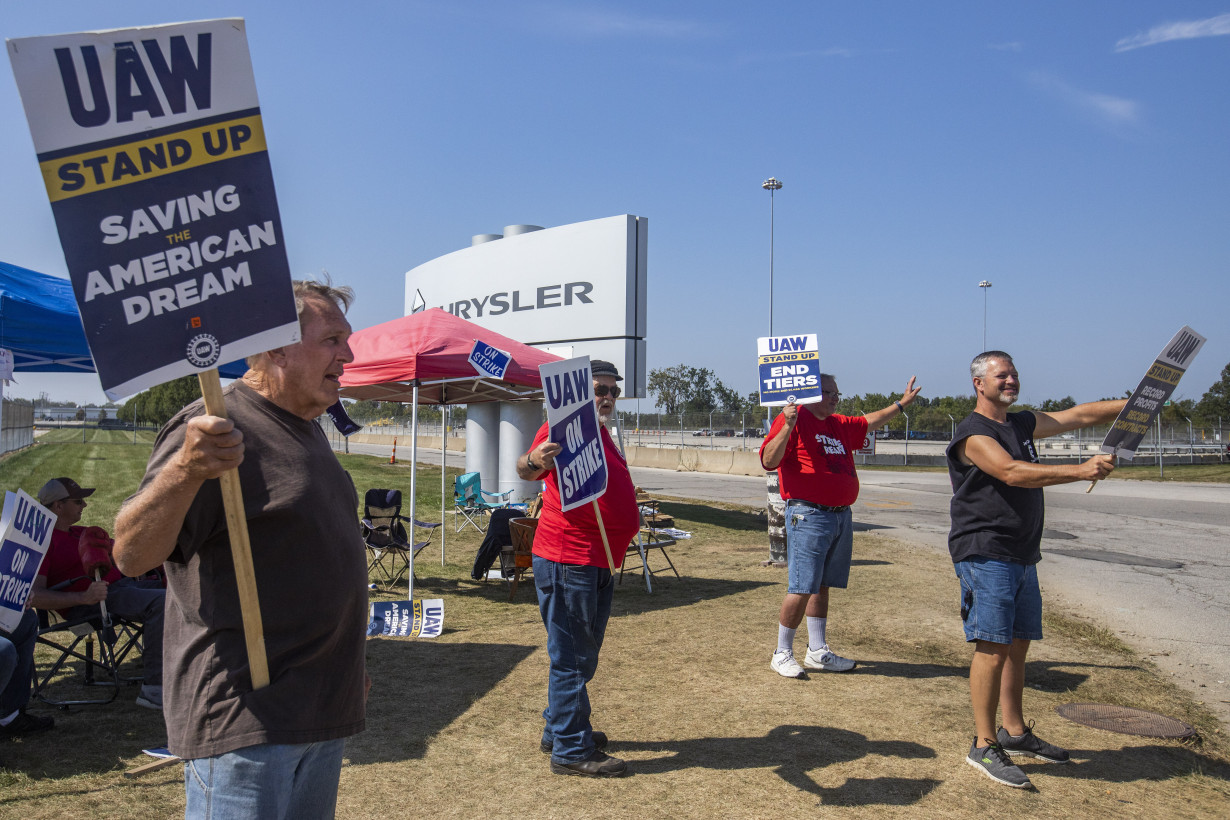 Auto workers expand their strike to 38 locations in 20 states. Biden plans visit to show support