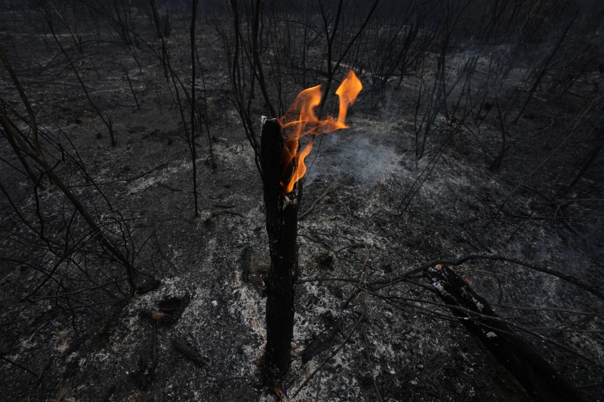 Brazil’s firefighters battle wildfires raging during rare late-winter heat wave