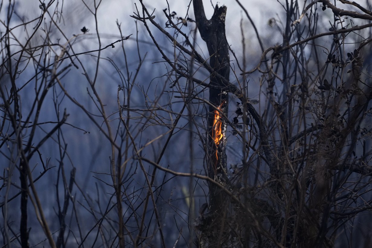 Brazil’s firefighters battle wildfires raging during rare late-winter heat wave