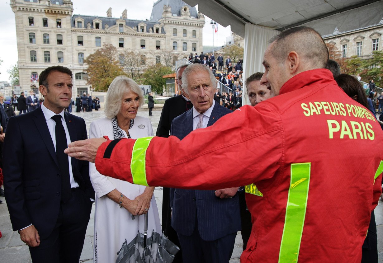 King Charles III makes a stop at the fire-damaged Notre Dame Cathedral on his state visit to France