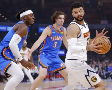 Jokic's 28 points lead Nuggets past Thunder 128-95 in Holmgren's 1st regular-season home game