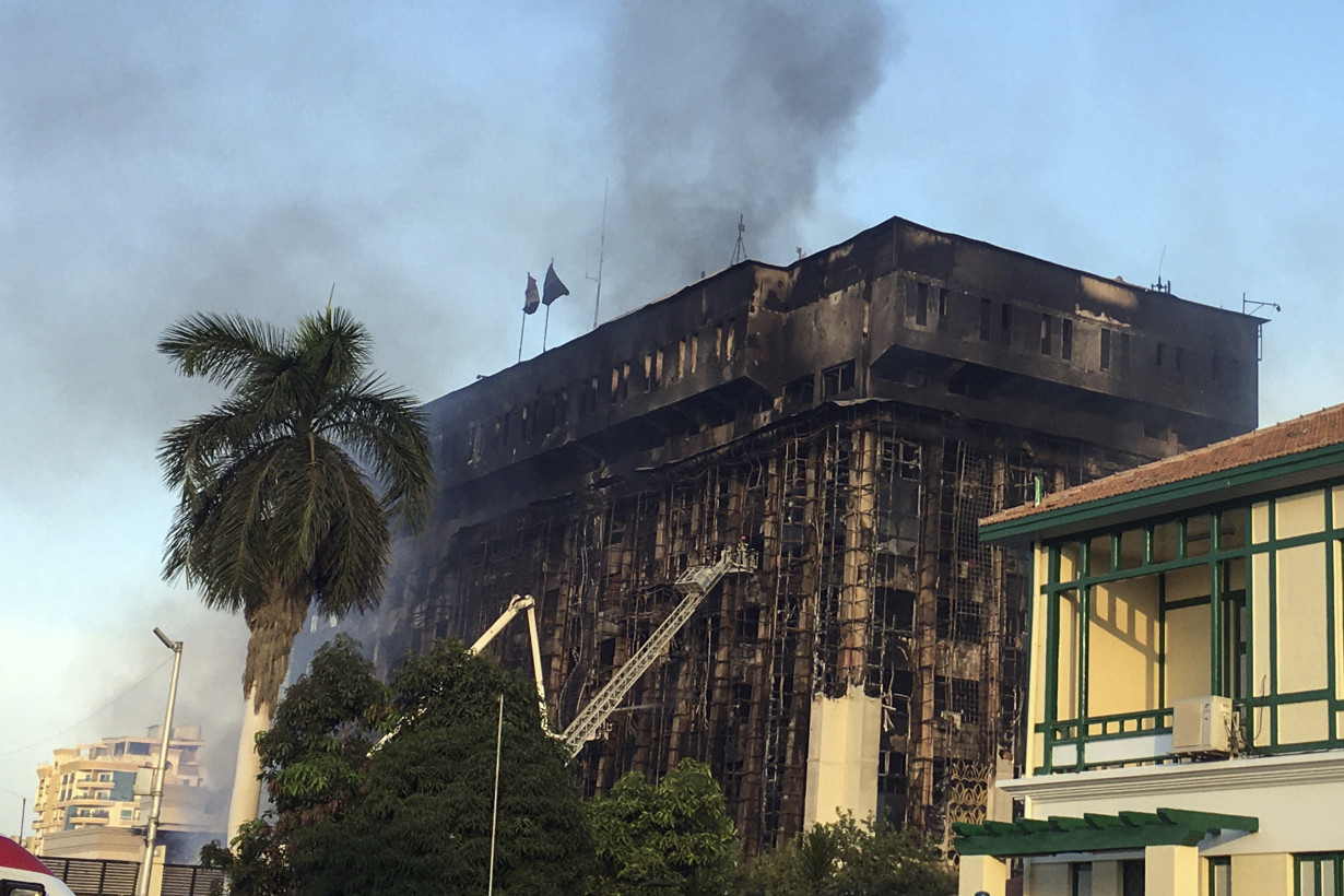 A big fire at a police headquarters in northeastern Egypt injures at least 38 people