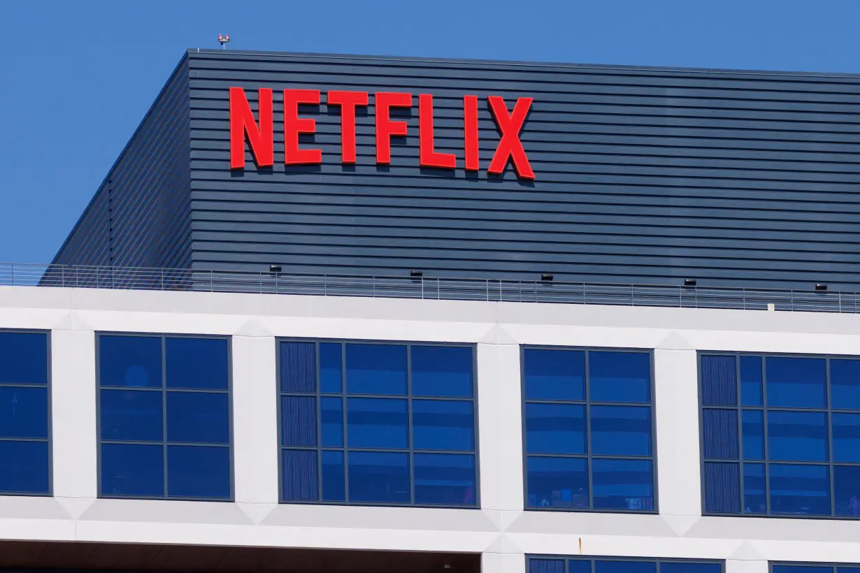 Netflix logo shown on building in Los Angeles