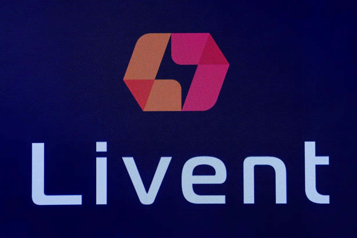 The company logo for lithium producer Livent Corp is displayed on a screen at the NYSE during the company's IPO in New York