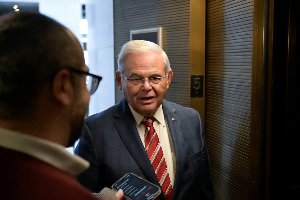 U.S. Senator Bob Menendez (D-NJ) speaks to reporters in Washington