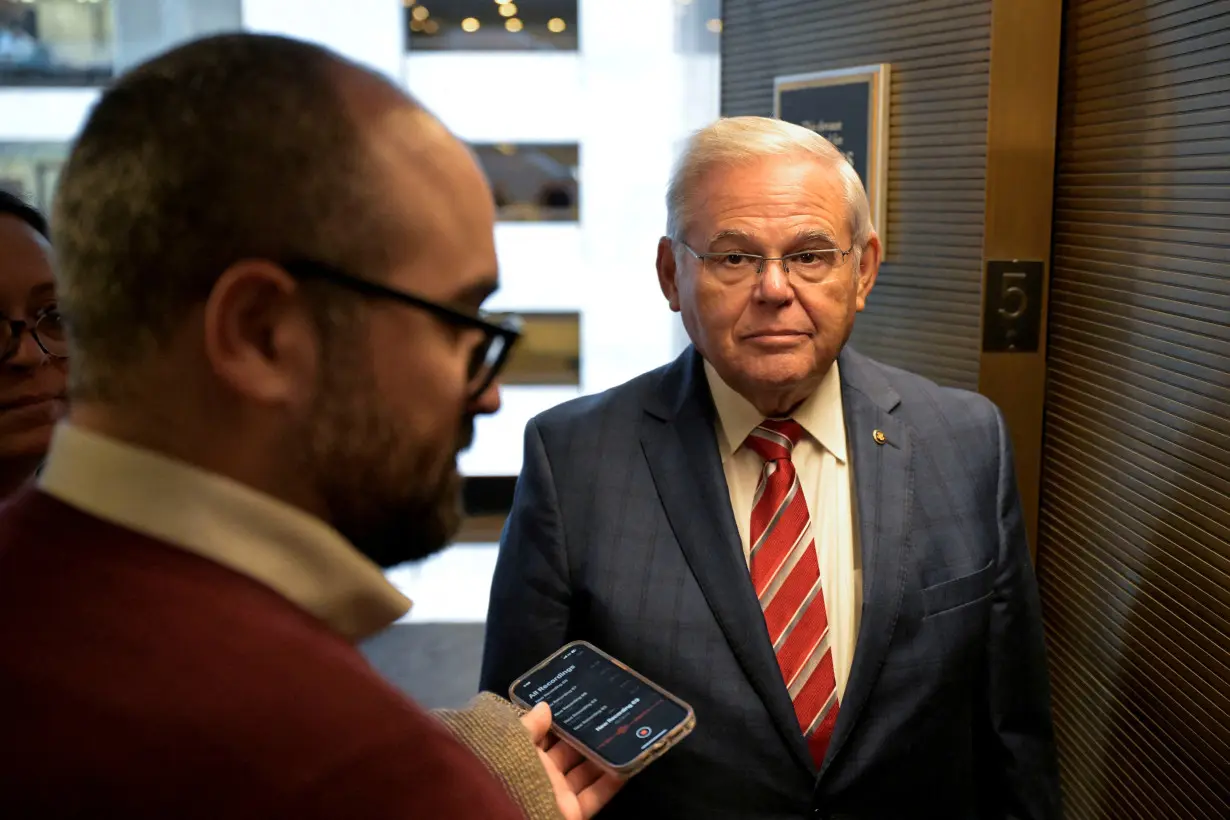 FILE PHOTO: U.S. Senator Bob Menendez (D-NJ) speaks to reporters in Washington