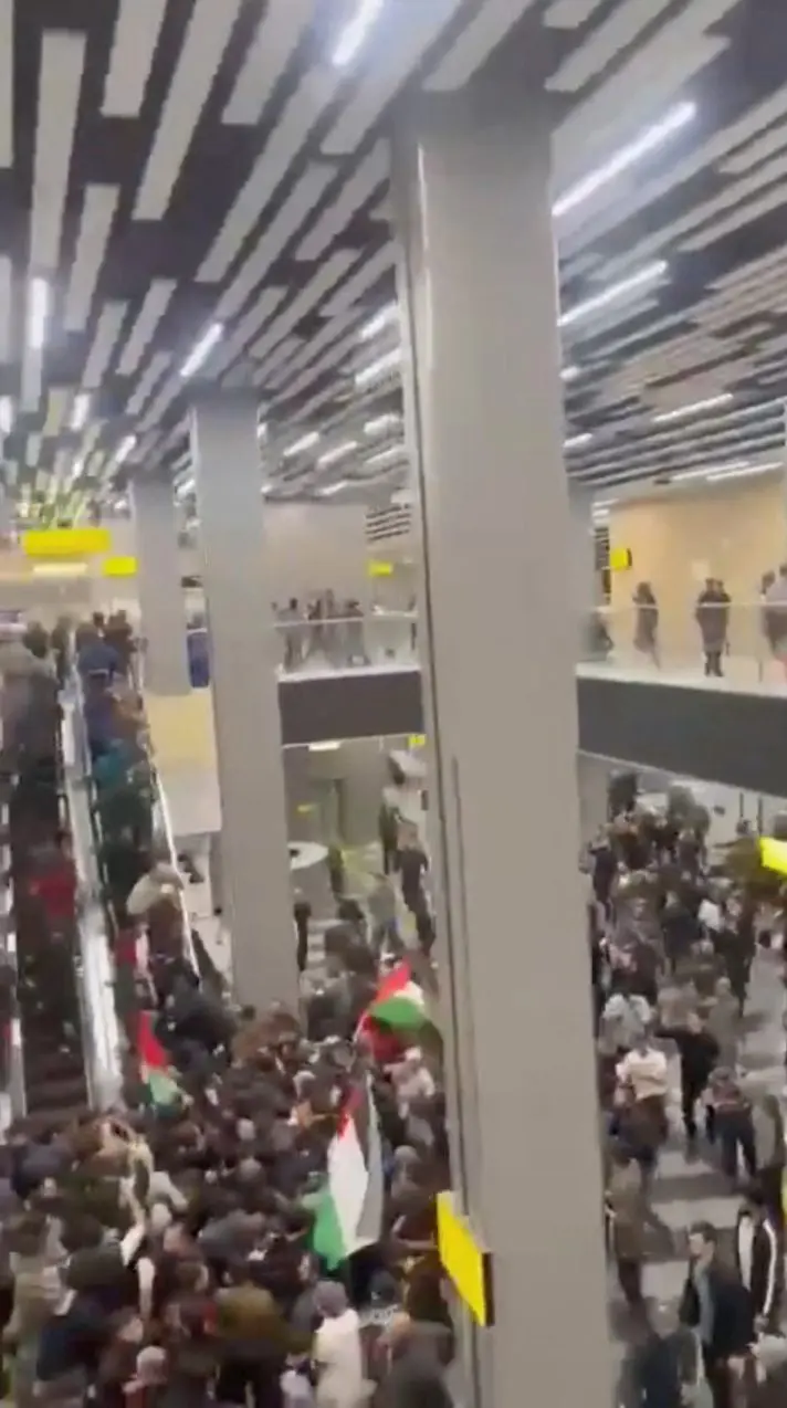 Pro-Palestinian protesters storm an airport building, in Makhachkala