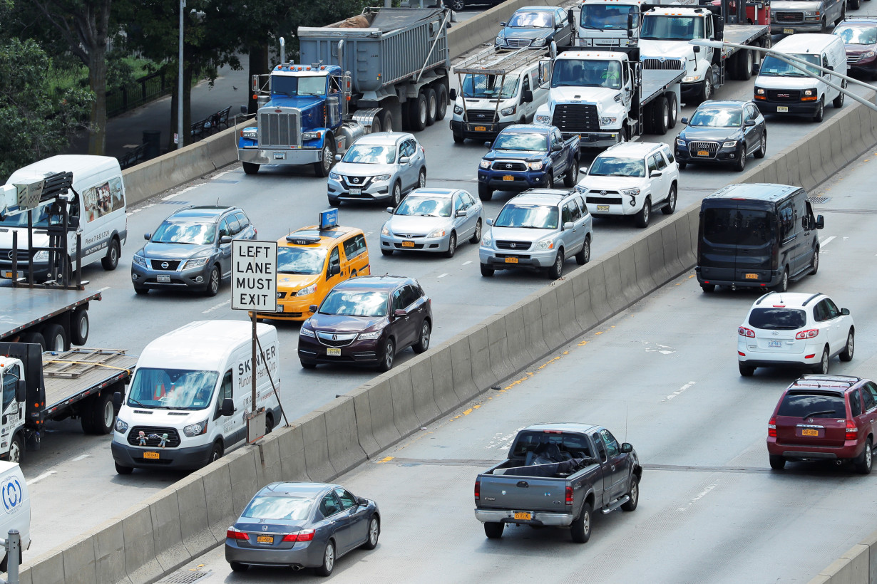 Traffic backs up on the Brooklyn Queens Expressway in New York