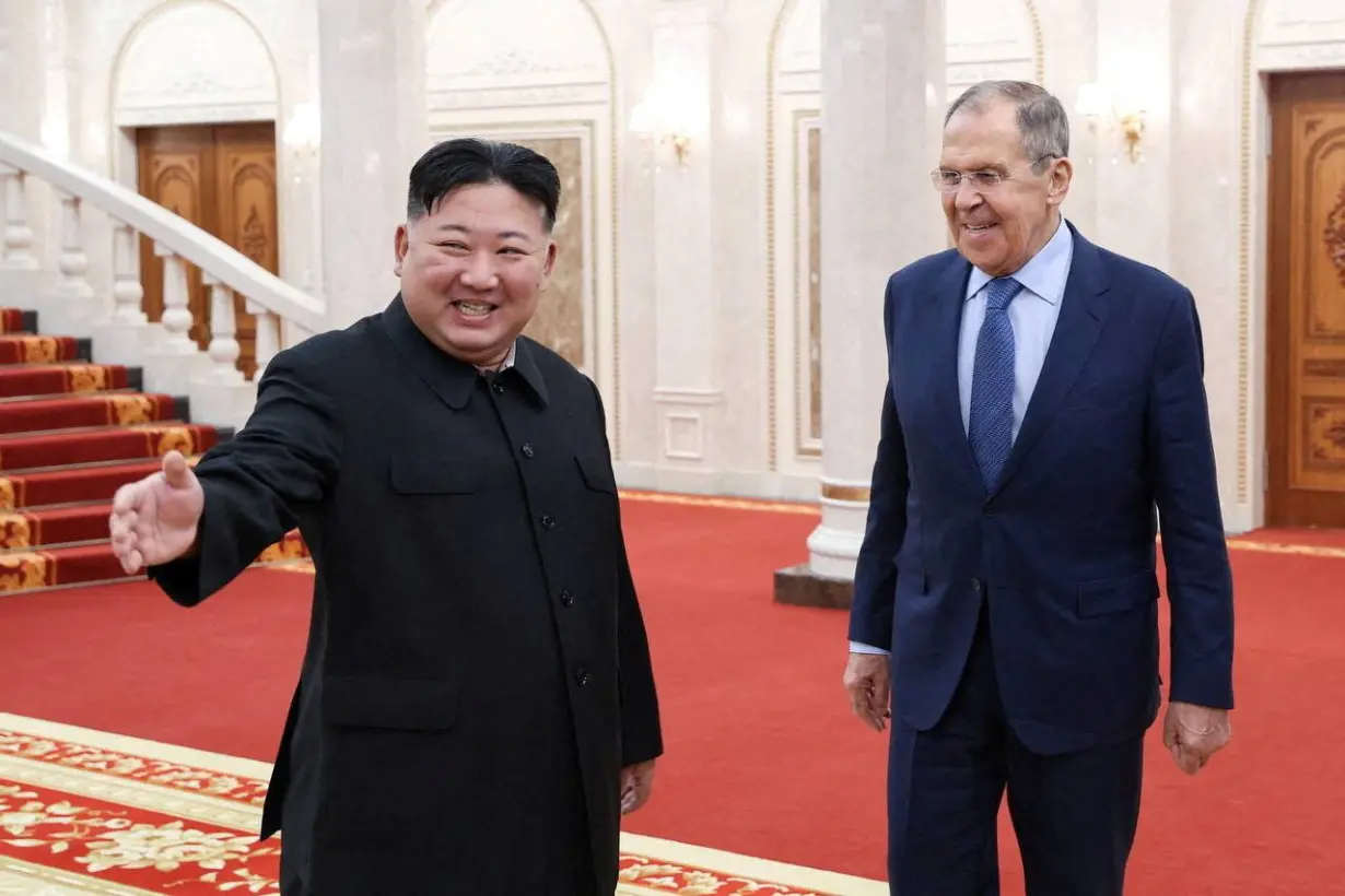 FILE PHOTO: North Korean leader Kim Jong Un meets with Russian Foreign Minister Sergei Lavrov in Pyongyang