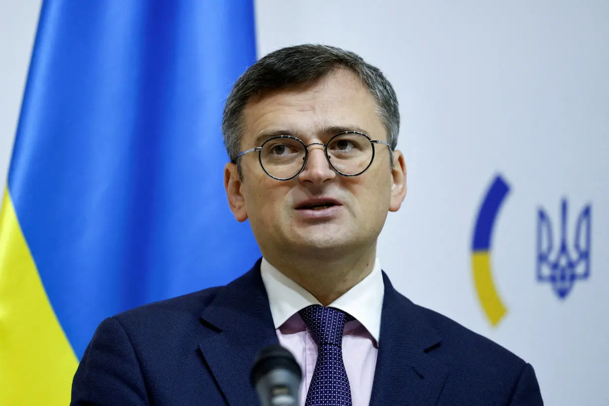 FILE PHOTO: Ukrainian Foreign Minister Kuleba attends a news conference in Kyiv