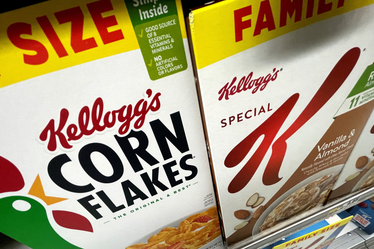 FILE PHOTO: Kellogg's cold cereal products are pictured in a market in New York