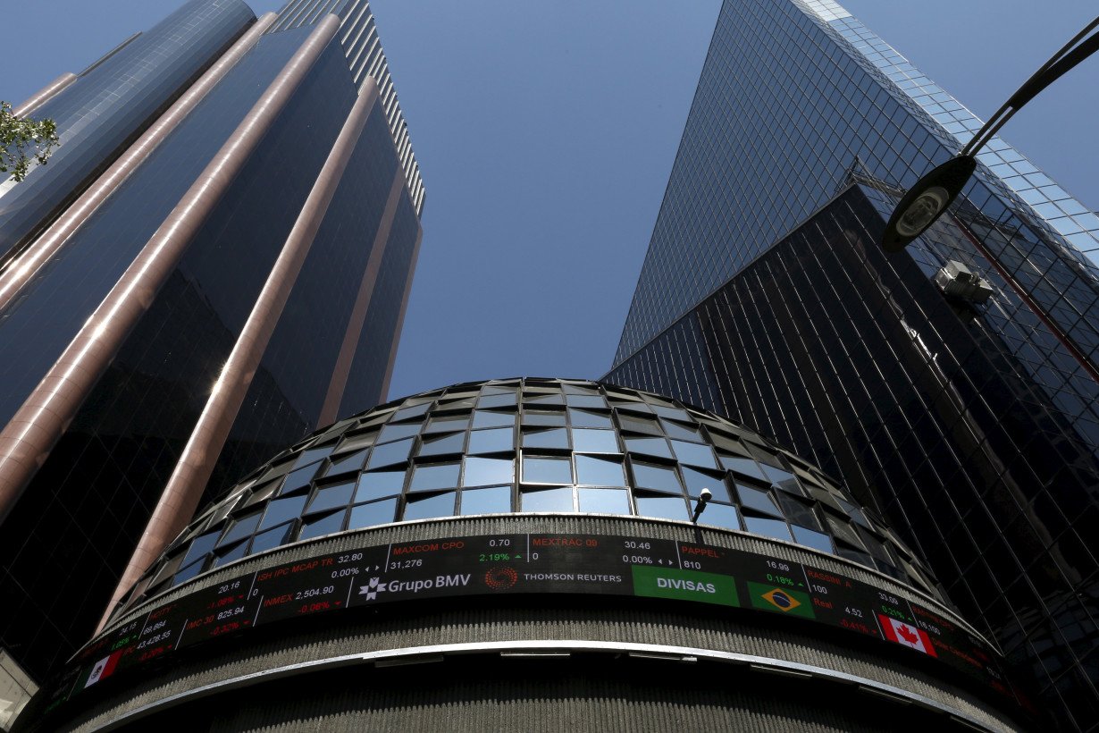 Mexican stock market building is seen in Mexico City