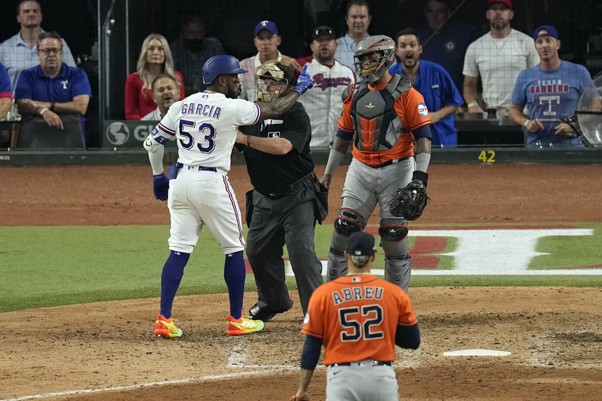 APTOPIX ALCS Astros Rangers Baseball