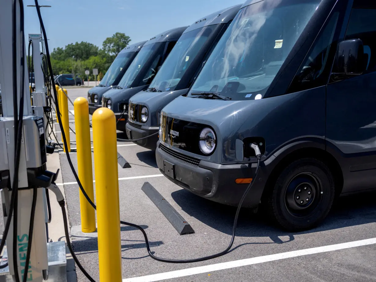 FILE PHOTO: Amazon and Rivian unveil their final custom Electric Delivery Vehicles (EDV) in Chicago