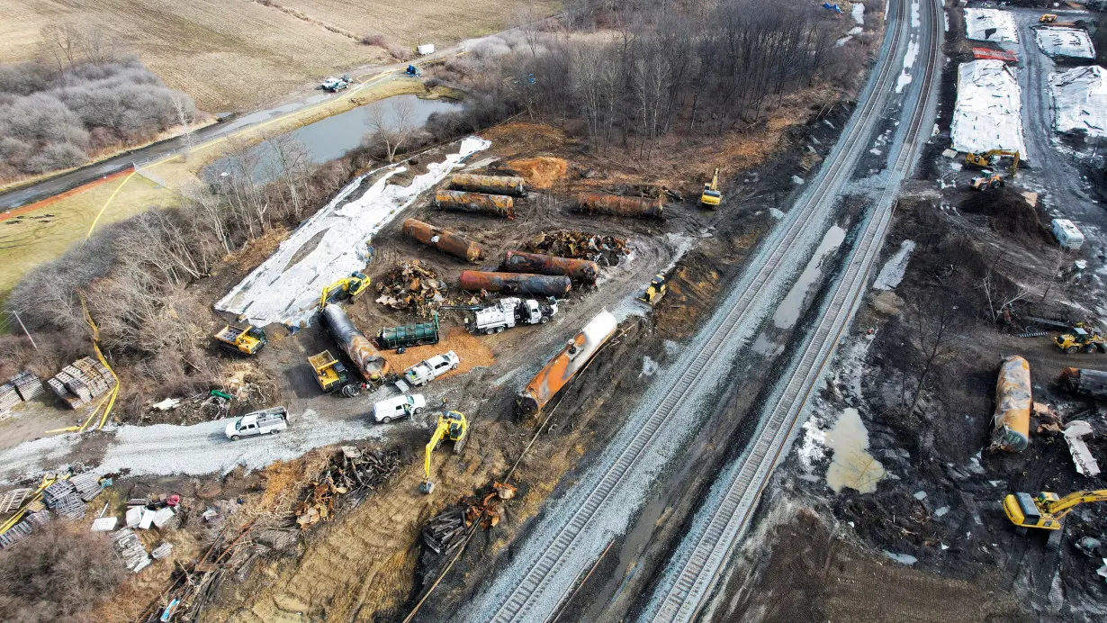 U.S. Transportation Secretary Pete Buttigieg visits the site of the derailment of a train carrying hazardous waste in East Palestine, Ohio