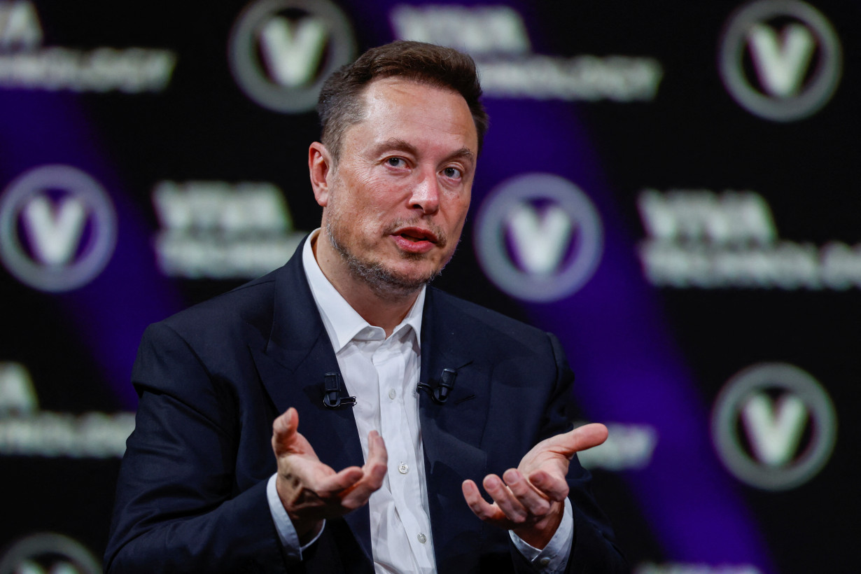 Tesla CEO and Twitter owner Elon Musk attends the VivaTech conference in Paris