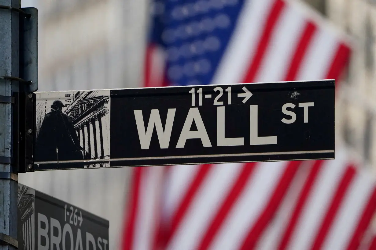 FILE PHOTO: FILE PHOTO: The Wall Street sign is pictured at the New York Stock exchange (NYSE) in New York City, United States