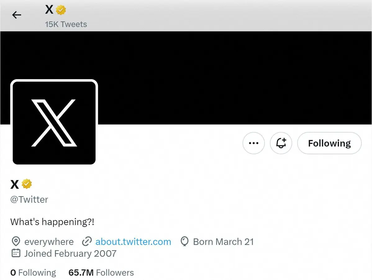 A screen capture of Twitter's official page with an 